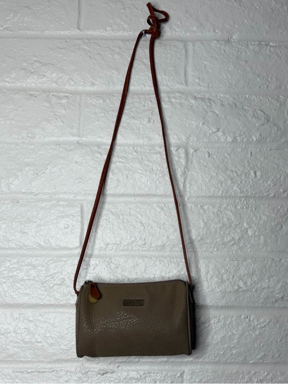 Vintage Esprit Faux Leather Brown and Tan Crossbody Purse